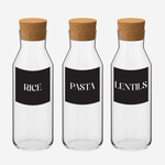 Load image into Gallery viewer, Glass Storage Jars with Cork Stopper, Black Label, Set of 3
