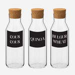Load image into Gallery viewer, Glass Storage Jars with Cork Stopper, Black Label, Set of 3
