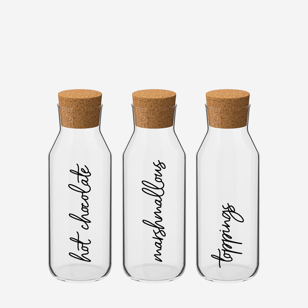 Small Glass Storage Jars with Cork Stoppers, Set of 3