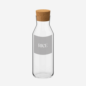 Glass Storage Jar with Cork Stopper, Frosted Label