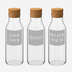 Load image into Gallery viewer, Glass Storage Jars with Cork Stopper, Frosted Label, Set of 3
