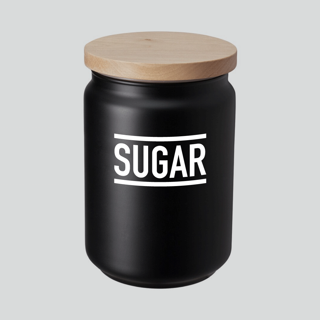 'Tea', 'Coffee', 'Sugar' Storage Jars, Black, Set of 3