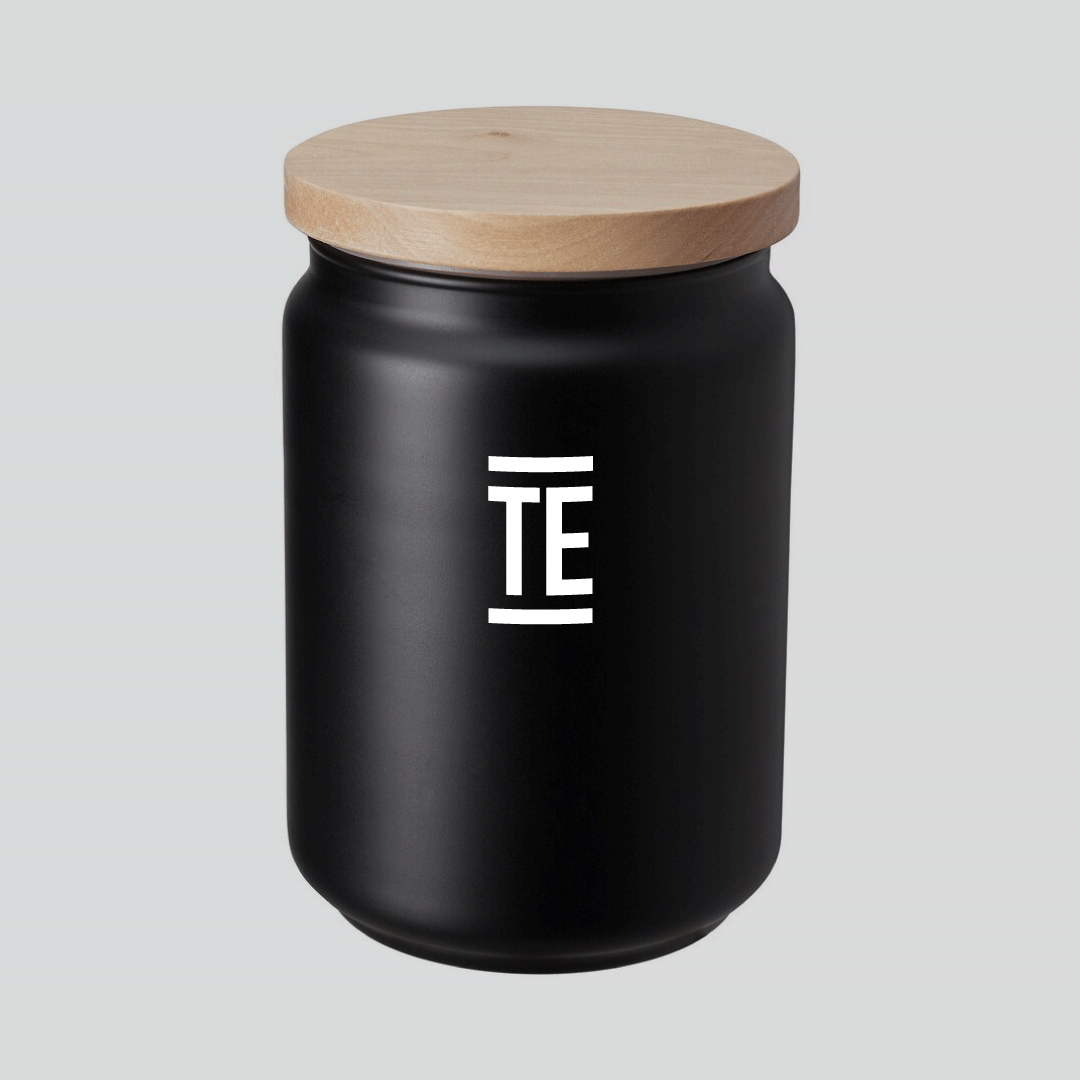 'Te', 'Coffi', 'Siwgr' Storage Jars, Black, Set of 3