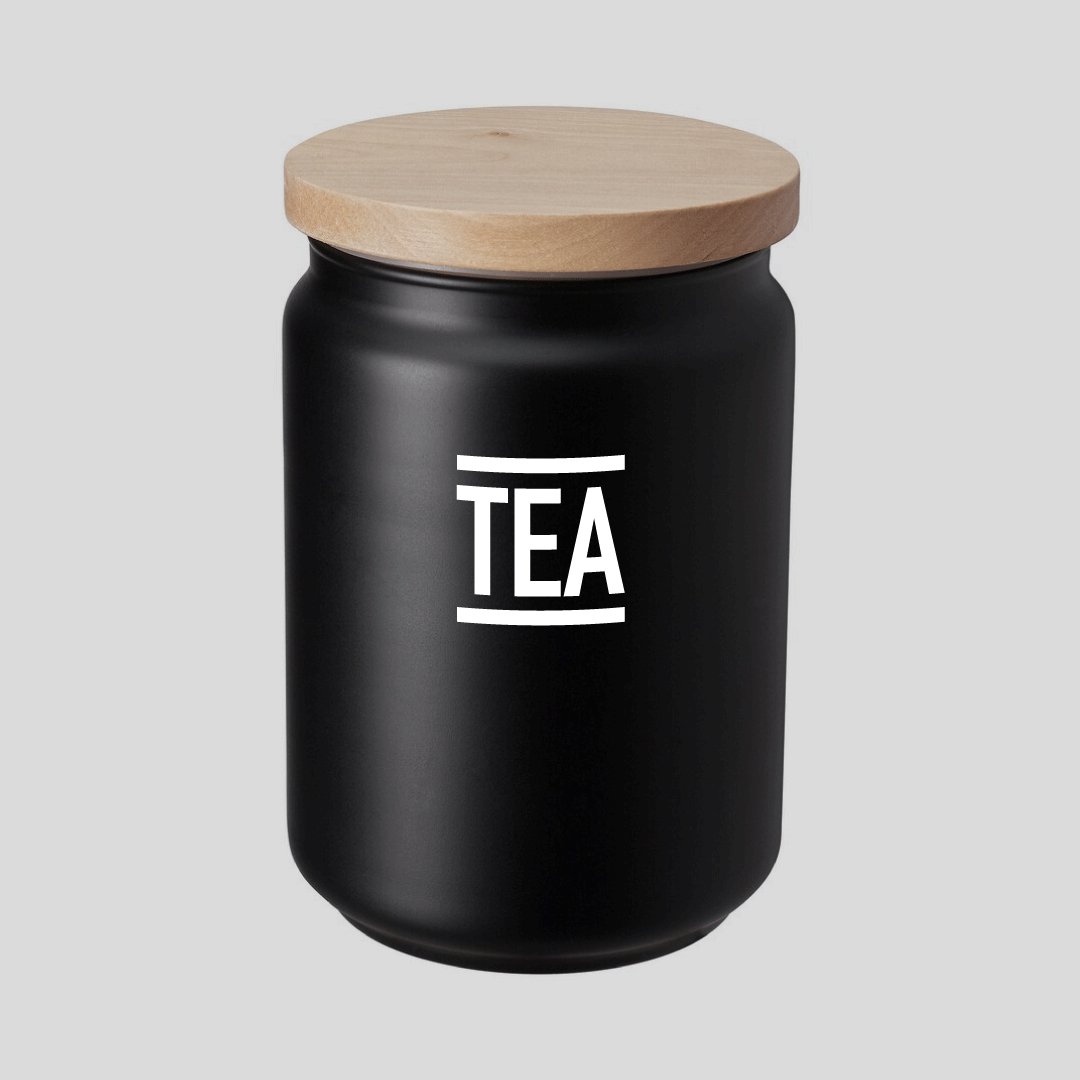 'Tea', 'Coffee', 'Sugar' Storage Jars, Black, Set of 3