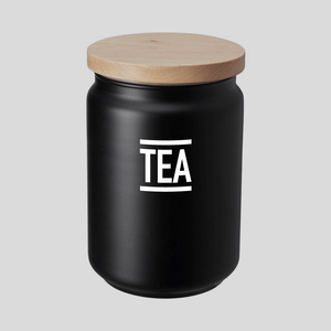 'Tea', 'Coffee', 'Sugar' Storage Jars, Black, Set of 3